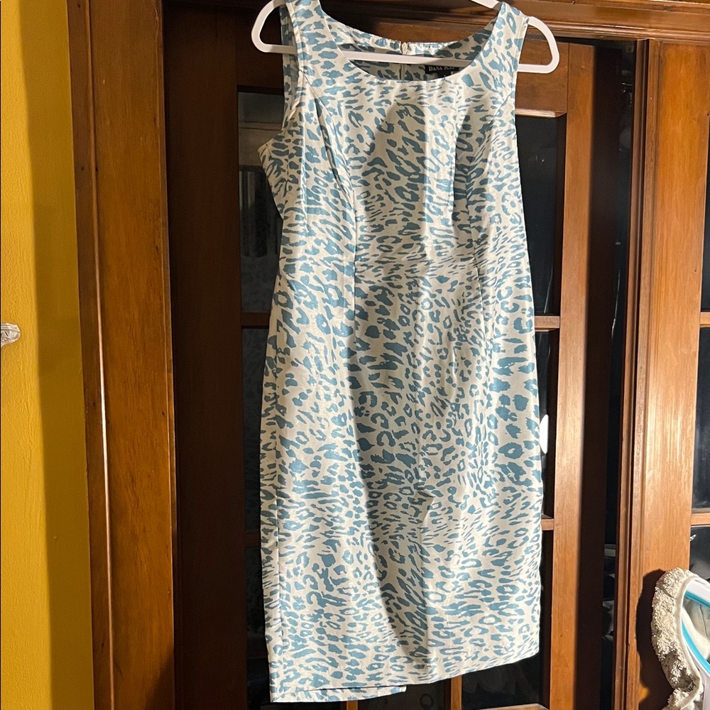 Dana Kay Blue and White Animal Print Midi Dress